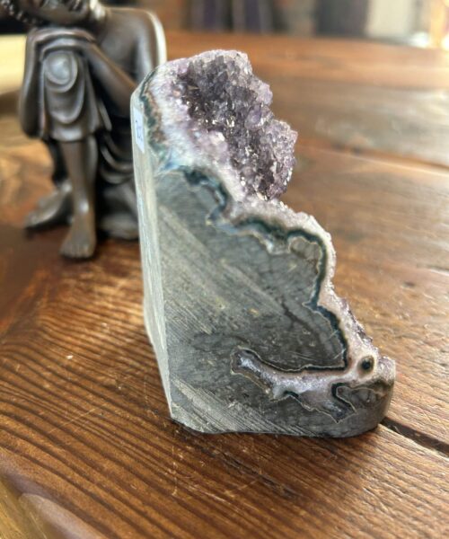 Premium High Grade Amethyst Druzy 302 Mini Geode Cluster Piece Cut Base 366g H8xW8xD6.5cm - Image 6