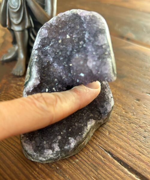 Premium High Grade Amethyst Druzy 302 Mini Geode Cluster Piece Cut Base 366g H8xW8xD6.5cm - Image 9