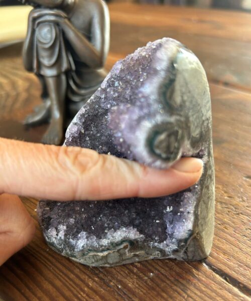 Premium High Grade Amethyst Druzy 302 Mini Geode Cluster Piece Cut Base 366g H8xW8xD6.5cm - Image 10