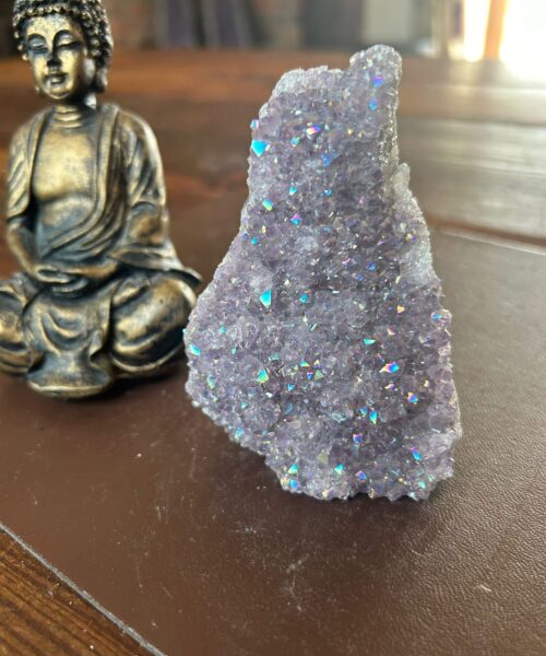 Premium High Grade Amethyst Angel Aura Druzy 196 Mini Geode Cluster Piece Cut Base 305g H9.5xW6.5xD5cm - Image 12