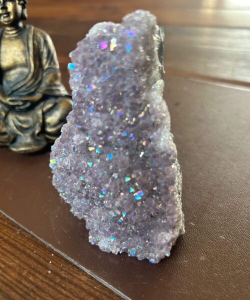 Premium High Grade Amethyst Angel Aura Druzy 196 Mini Geode Cluster Piece Cut Base 305g H9.5xW6.5xD5cm - Image 10