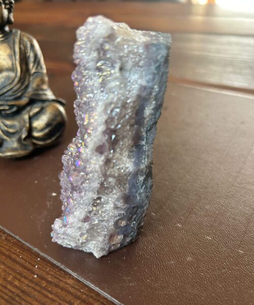 Premium High Grade Amethyst Angel Aura Druzy 196 Mini Geode Cluster Piece Cut Base 305g H9.5xW6.5xD5cm - Image 9