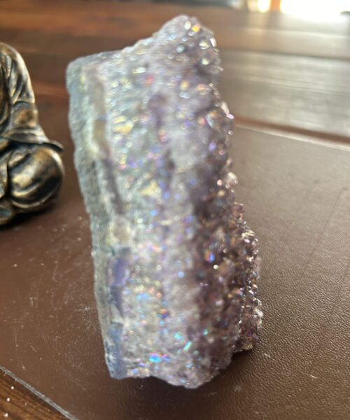 Premium High Grade Amethyst Angel Aura Druzy 196 Mini Geode Cluster Piece Cut Base 305g H9.5xW6.5xD5cm - Image 7