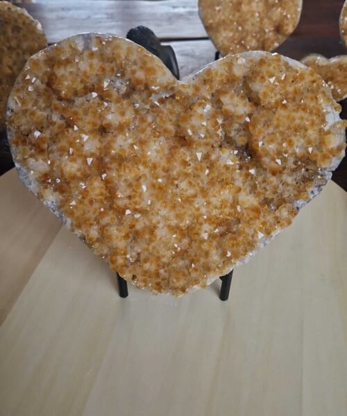 HUGE Citrine Heart 15 on Stand, Crystal, Quartz, Geode, Cluster, Gemstone 2.285g - H17xW20xD9cm