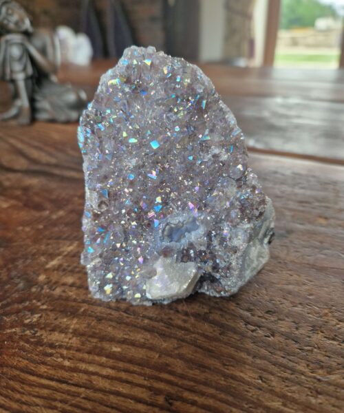 Premium High Grade Amethyst Angel Aura Druzy 210 Mini Geode Cluster Piece Cut Base 410g H8xW9.5xD7cm