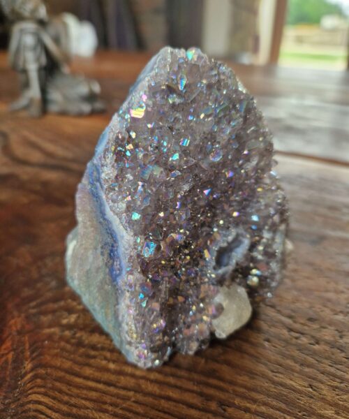 Premium High Grade Amethyst Angel Aura Druzy 210 Mini Geode Cluster Piece Cut Base 410g H8xW9.5xD7cm - Image 5