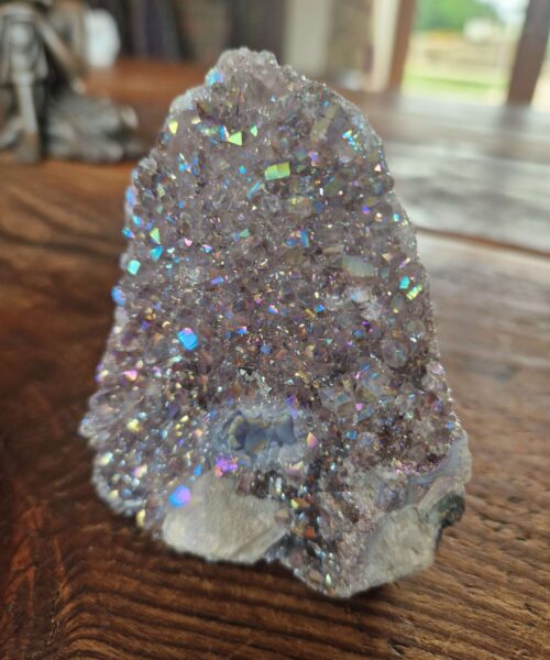 Premium High Grade Amethyst Angel Aura Druzy 210 Mini Geode Cluster Piece Cut Base 410g H8xW9.5xD7cm - Image 6