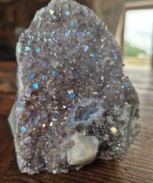 Premium High Grade Amethyst Angel Aura Druzy 210 Mini Geode Cluster Piece Cut Base 410g H8xW9.5xD7cm - Image 9