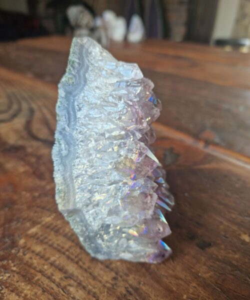 Premium High Grade Amethyst Angel Aura Druzy 211 Mini Geode Cluster Piece Cut Base 409g H11x12.5xD5.5cm - Image 3