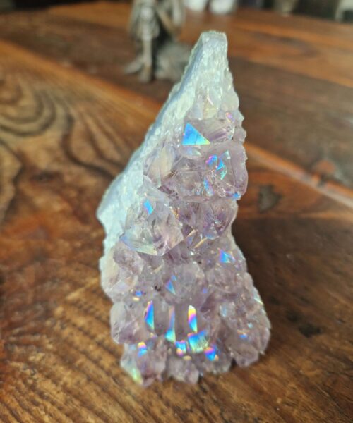 Premium High Grade Amethyst Angel Aura Druzy 211 Mini Geode Cluster Piece Cut Base 409g H11x12.5xD5.5cm - Image 4