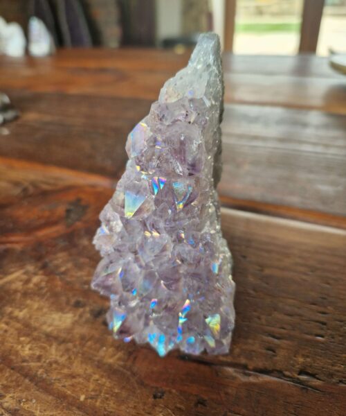 Premium High Grade Amethyst Angel Aura Druzy 211 Mini Geode Cluster Piece Cut Base 409g H11x12.5xD5.5cm - Image 6