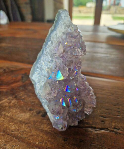 Premium High Grade Amethyst Angel Aura Druzy 211 Mini Geode Cluster Piece Cut Base 409g H11x12.5xD5.5cm - Image 7