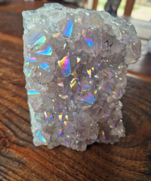 Premium High Grade Amethyst Angel Aura Druzy 215 Mini Geode Cluster Piece Cut Base 580g H9xW10.5xD8cm - Image 3