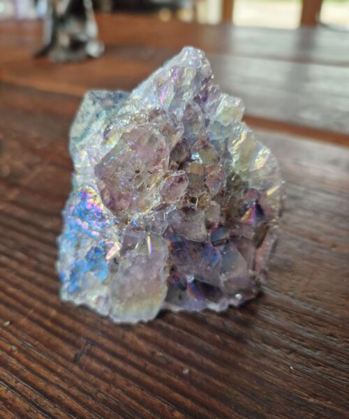 Premium High Grade Amethyst Angel Aura Druzy 218 Mini Geode Cluster Piece Cut Base 265g H7xW8xD7.5cm