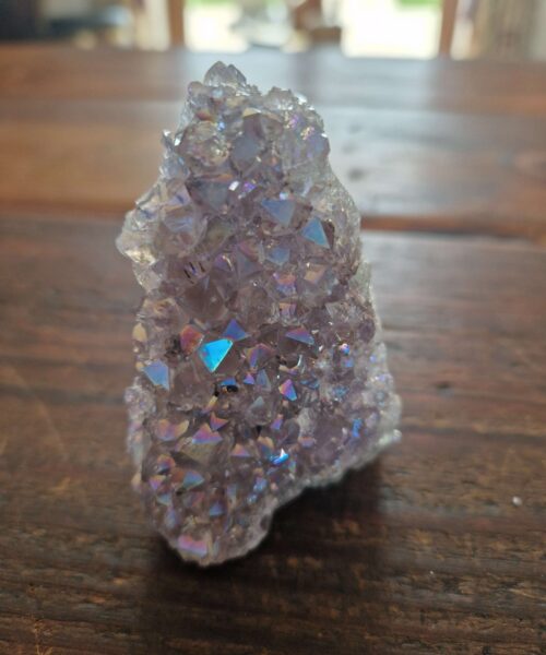 Premium High Grade Amethyst Angel Aura Druzy 224 Mini Geode Cluster Piece Cut Base 245g H8xW7xD5cm