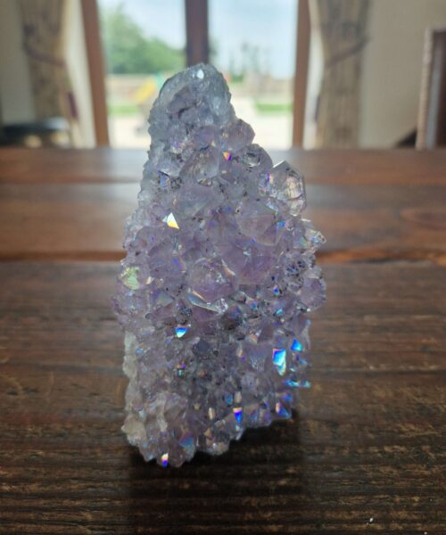 Premium High Grade Amethyst Angel Aura Druzy 226 Mini Geode Cluster Piece Cut Base 360g H11xW6.5xD4cm - Image 3
