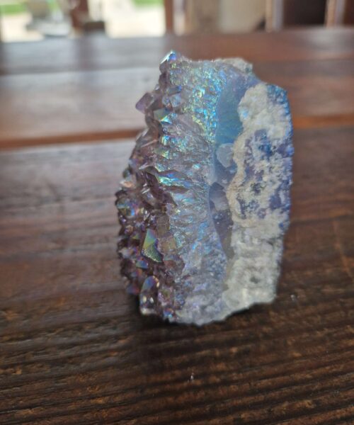Premium High Grade Amethyst Angel Aura Druzy 227 Mini Geode Cluster Piece Cut Base 310g H7.5xW5.5xD5cm - Image 7