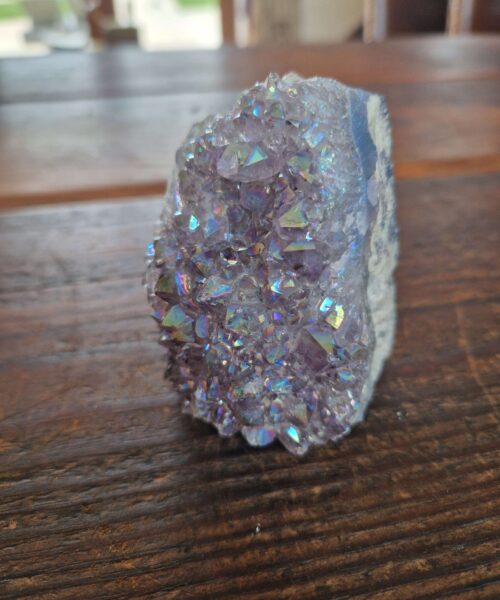 Premium High Grade Amethyst Angel Aura Druzy 227 Mini Geode Cluster Piece Cut Base 310g H7.5xW5.5xD5cm - Image 8