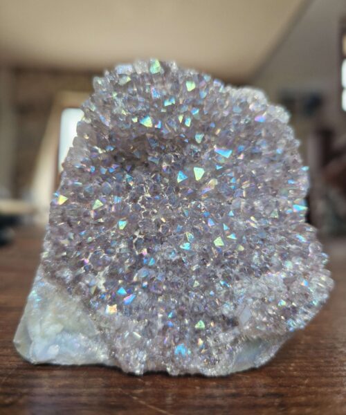 Premium High Grade Amethyst Angel Aura Druzy 229 Mini Geode Cluster Piece Cut Base 232g H5.5xW6xD4cm