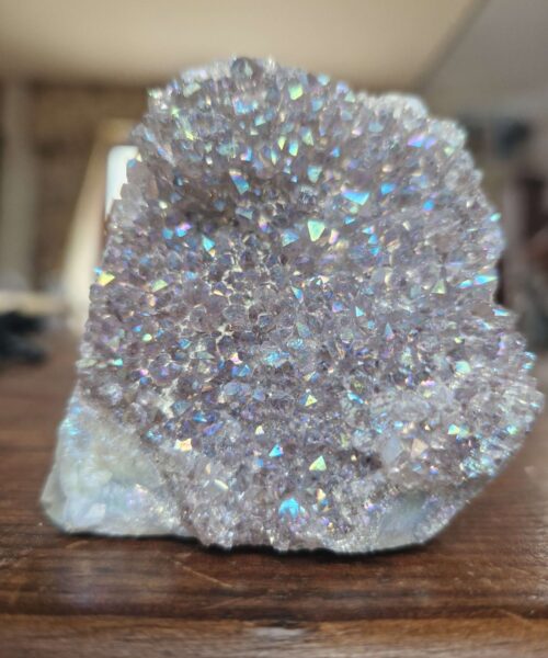 Premium High Grade Amethyst Angel Aura Druzy 229 Mini Geode Cluster Piece Cut Base 232g H5.5xW6xD4cm - Image 4