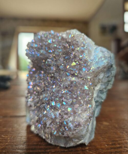 Premium High Grade Amethyst Angel Aura Druzy 229 Mini Geode Cluster Piece Cut Base 232g H5.5xW6xD4cm - Image 10