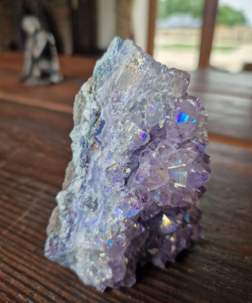 Premium High Grade Amethyst Angel Aura Druzy 220 Mini Geode Cluster Piece Cut Base 359g H9xW8.5x5.5cm - Image 3