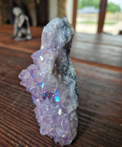 Premium High Grade Amethyst Angel Aura Druzy 220 Mini Geode Cluster Piece Cut Base 359g H9xW8.5x5.5cm - Image 5