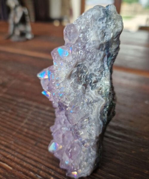 Premium High Grade Amethyst Angel Aura Druzy 220 Mini Geode Cluster Piece Cut Base 359g H9xW8.5x5.5cm - Image 6