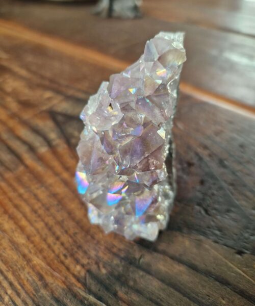 Premium High Grade Amethyst Angel Aura Druzy 213 Mini Geode Cluster Piece Cut Base 247g H8xW9xD4cm