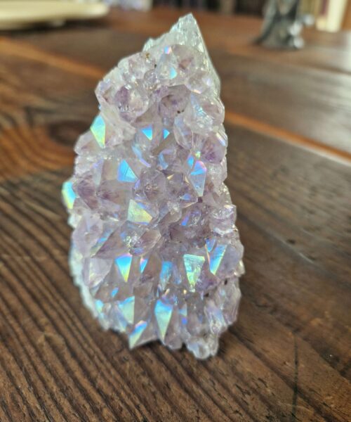 Premium High Grade Amethyst Angel Aura Druzy 214 Mini Geode Cluster Piece Cut Base 290g H9xW10xD7cm