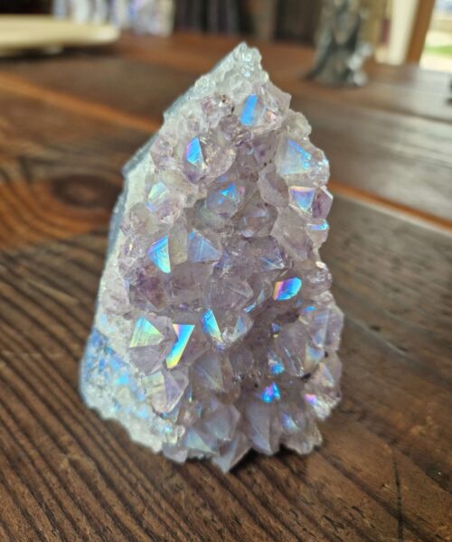 Premium High Grade Amethyst Angel Aura Druzy 214 Mini Geode Cluster Piece Cut Base 290g H9xW10xD7cm - Image 3