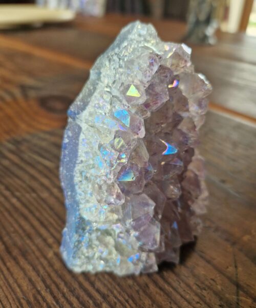 Premium High Grade Amethyst Angel Aura Druzy 214 Mini Geode Cluster Piece Cut Base 290g H9xW10xD7cm - Image 4