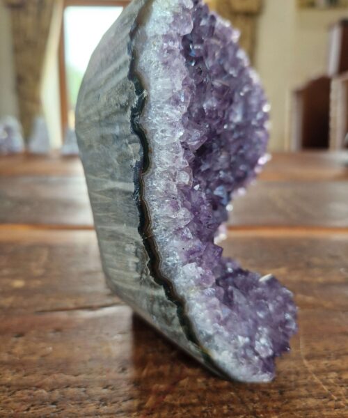 Premium High Grade Amethyst Druzy 308 Mini Geode Cluster Piece Cut Base 1.605g H13.5xW13xD8cm - Image 5