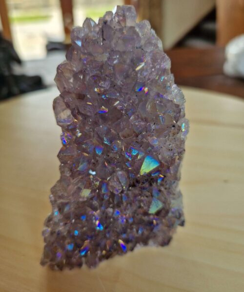 Premium High Grade Amethyst Angel Aura Druzy 206 Mini Geode Cluster Piece Cut Base 329g H9.5xW10.5x6cm