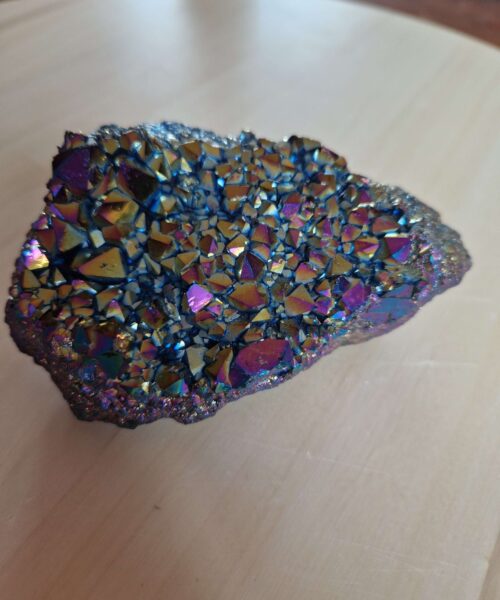 Premium High Grade Rainbow Aura Titanium Raw Druzy Cluster Pieces 345g H3.5xW10xD7.5cm