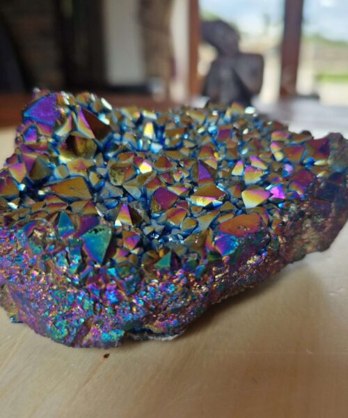 Premium High Grade Rainbow Aura Titanium Raw Druzy Cluster Pieces 345g H3.5xW10xD7.5cm - Image 10