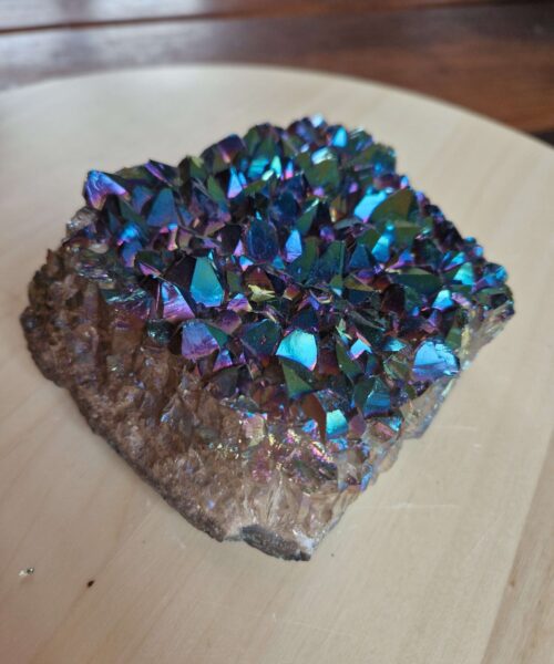 Premium High Grade Rainbow Aura Titanium Raw Druzy Cluster Pieces 889g H4.5xW13xD11.5cm