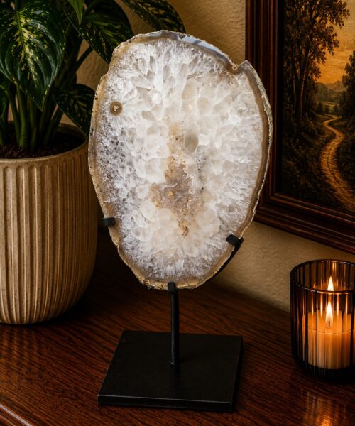 Large Premium Agate Natural Slice on Stand 7 – 2.704g - H34.5xW20xD12cm