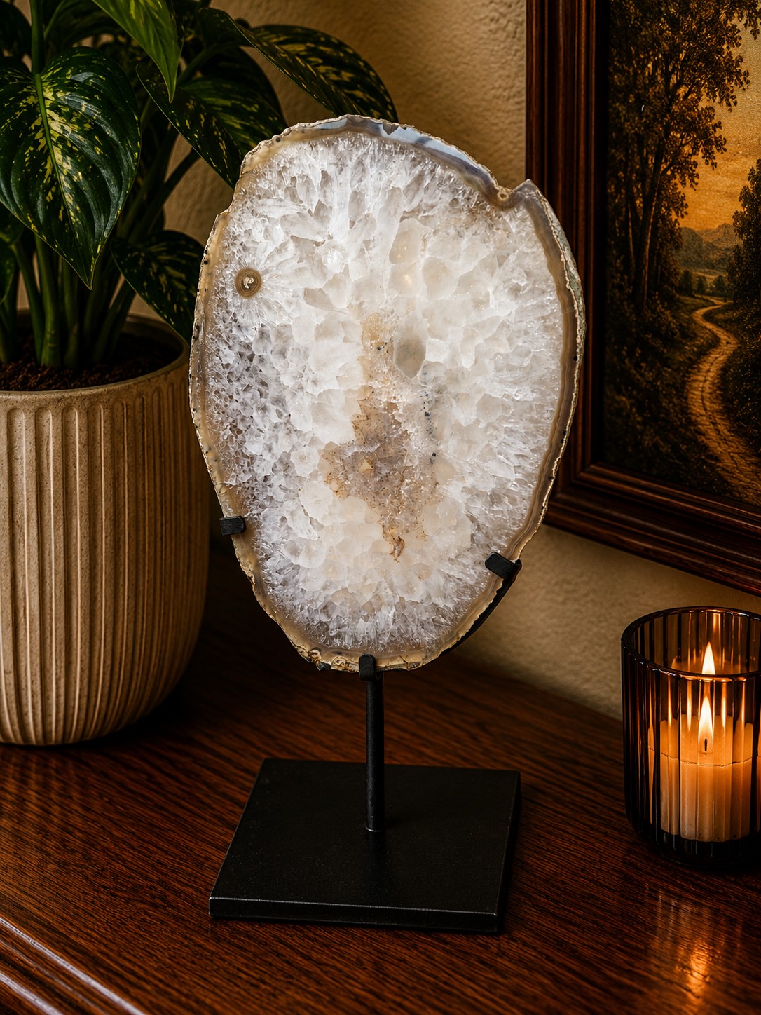 Large Premium Agate Natural Slice on Stand 7 – 2.704g - H34.5xW20xD12cm