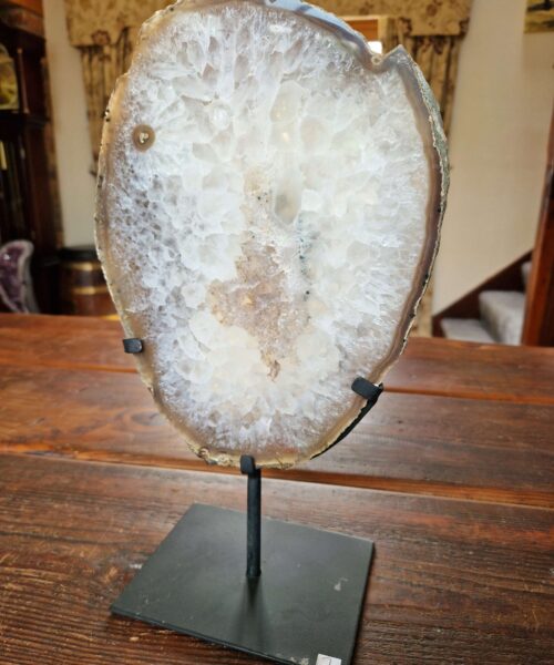 Alternative view of Large Premium Agate Natural Slice on Stand 7 – 2.704g - H34.5xW20xD12cm