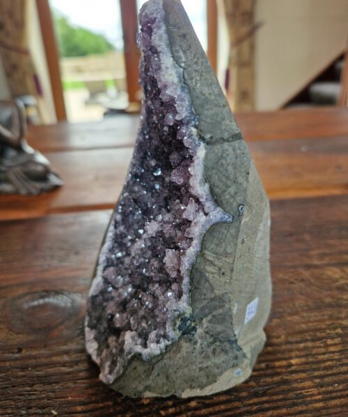 Alternative view of Premium High Grade Amethyst Druzy 323 Mini Geode Cluster Piece Cut Base 1.049g H14xW9xD9cm