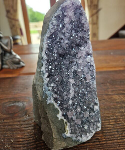 Premium High Grade Amethyst Druzy 323 Mini Geode Cluster Piece Cut Base 1.049g H14xW9xD9cm - Image 3