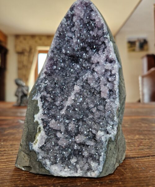 Premium High Grade Amethyst Druzy 323 Mini Geode Cluster Piece Cut Base 1.049g H14xW9xD9cm - Image 9
