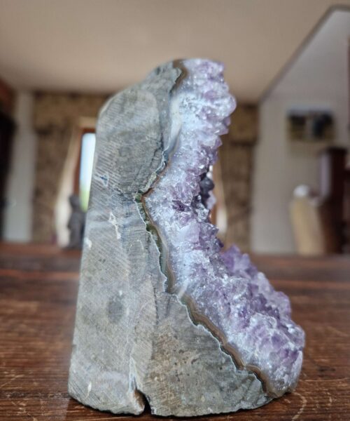 Premium High Grade Amethyst Druzy 329 Mini Geode Cluster Piece Cut Base 739g H11xW7xD8cm - Image 4