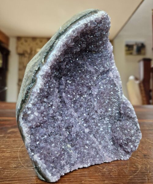 Premium High Grade Amethyst Druzy 330 Mini Geode Cluster Piece Cut Base 1.703g H15xW12.5xD9cm - Image 3
