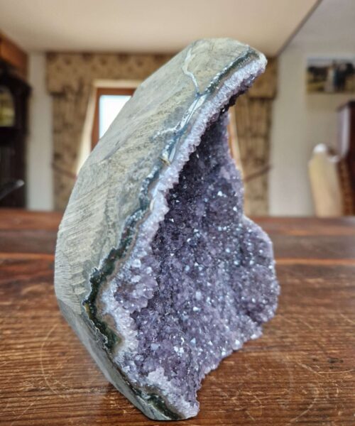 Premium High Grade Amethyst Druzy 330 Mini Geode Cluster Piece Cut Base 1.703g H15xW12.5xD9cm - Image 4