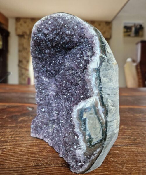 Premium High Grade Amethyst Druzy 330 Mini Geode Cluster Piece Cut Base 1.703g H15xW12.5xD9cm - Image 5