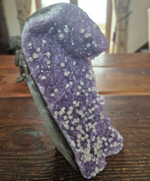 Premium High Grade Amethyst Druzy 313 Mini Geode Cluster Piece Cut Base 1.213g H16xW7xD10cm - Image 3