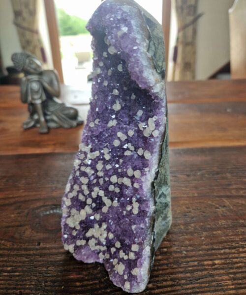 Premium High Grade Amethyst Druzy 313 Mini Geode Cluster Piece Cut Base 1.213g H16xW7xD10cm - Image 4