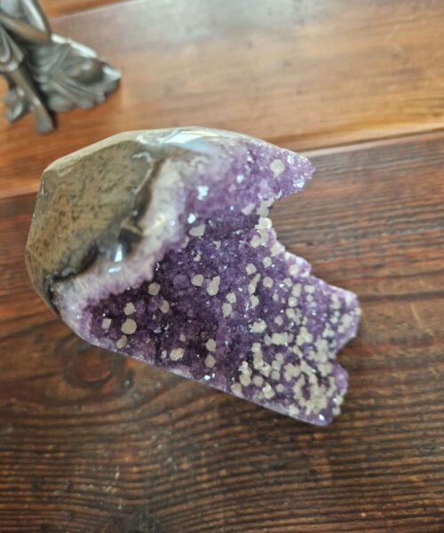 Premium High Grade Amethyst Druzy 313 Mini Geode Cluster Piece Cut Base 1.213g H16xW7xD10cm - Image 8